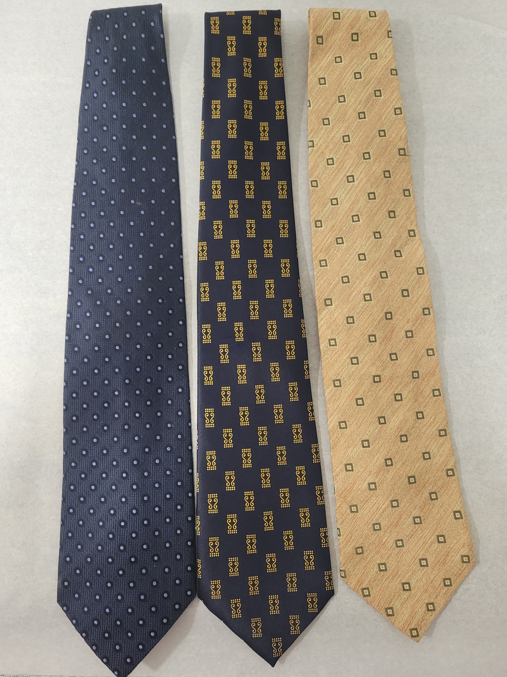 Ermenegildo Zegna Rene Chagal Bergamo Navy, Gold, Tan 100% Silk Tie Bundle Of 3